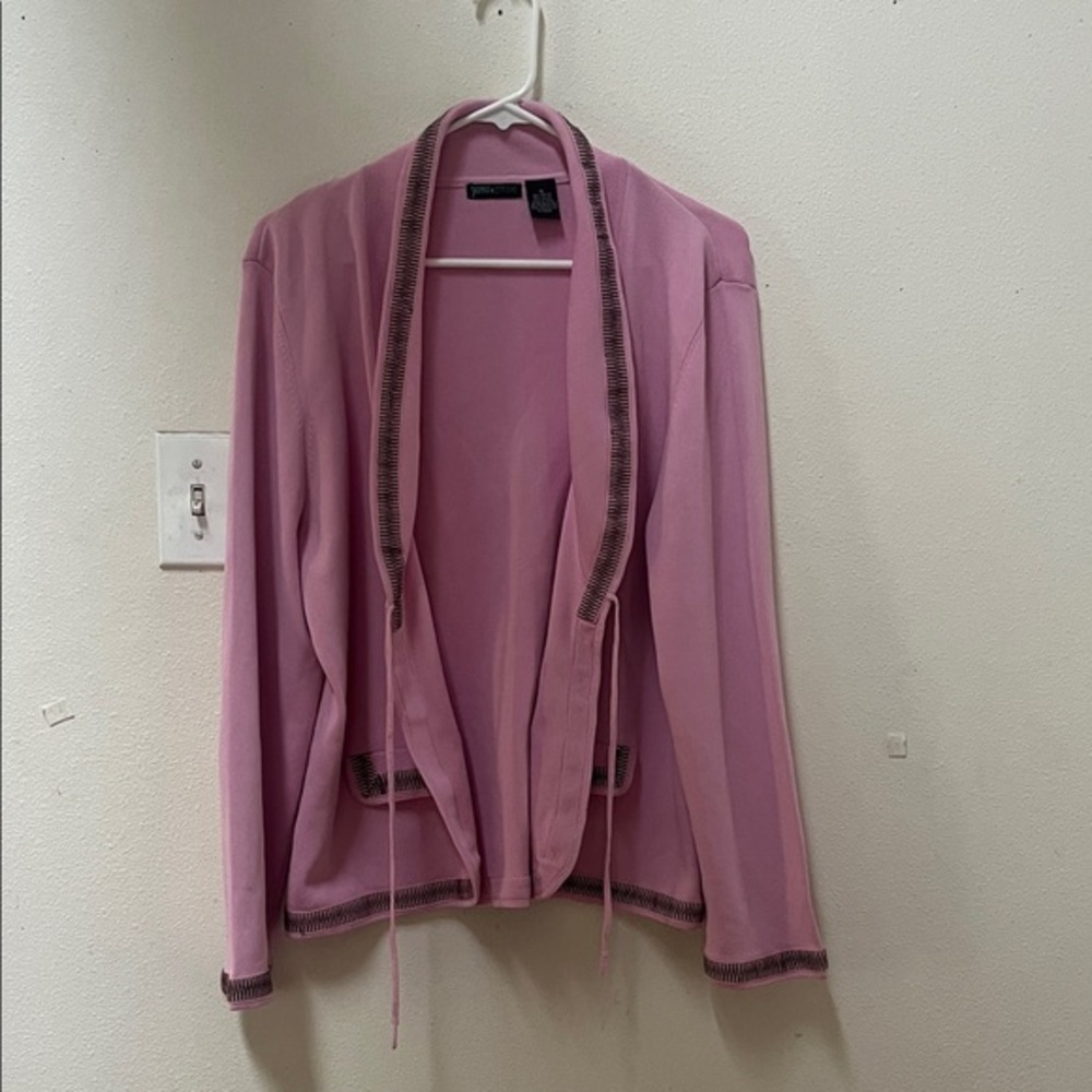 Stitches Blush Pink Blazer with Embellished Edges